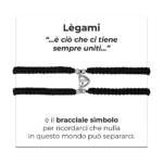 Luca Barra bracciale corda con cuore calamitato e corda coreana nera