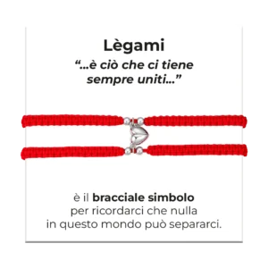 Luca Barra bracciale corda con cuore calamitato rosso
