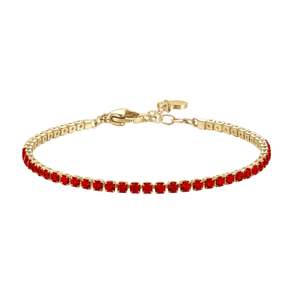 Luca Barra bracciale tennis dorato con zirconi rossi