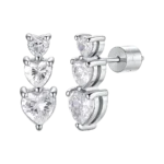Luca Barra orecchino donna con cuori e zirconi bianchi colore acciaio