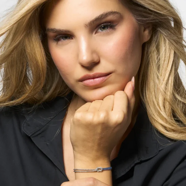 Luca Barra bracciale nodo con zirconi blu