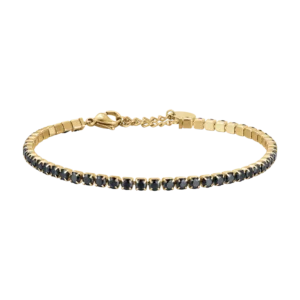 Luca Barra bracciale tennis con cristalli neri ip gold