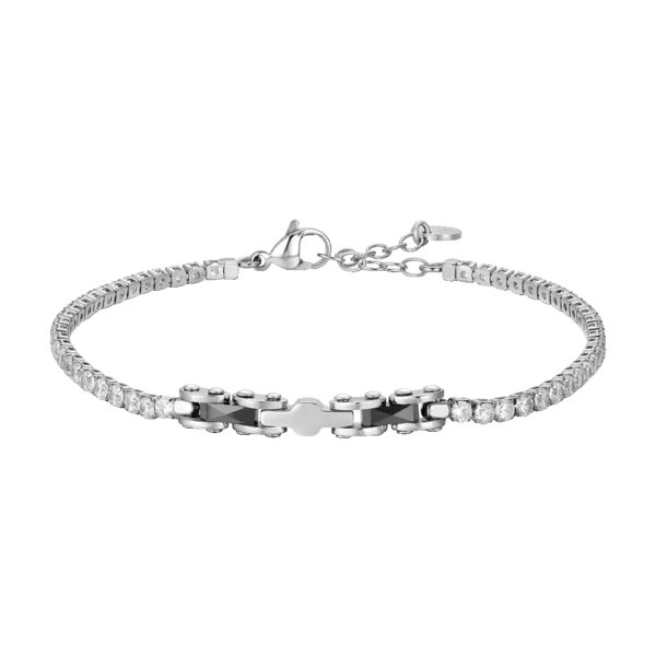 Luca Barra bracciale tennis con ceramica nera e zirconi bianchi