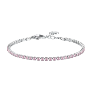Luca Barra bracciale tennis con zirconi rosa colore acciaio