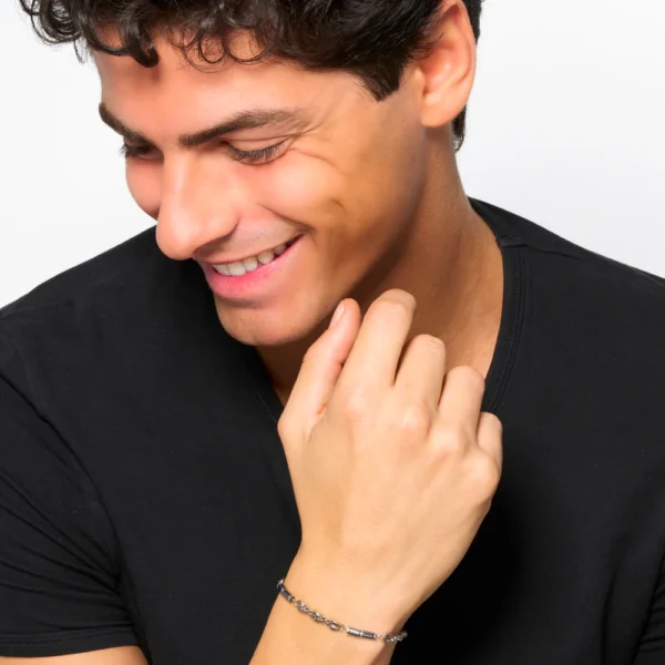 Luca Barra bracciale catena con ematite grigia