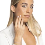 Luca Barra bracciale tennis con zirconi rosa colore acciaio