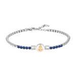 Luca Barra bracciale tennis con ancora ip rose e zirconi blu colore acciaio