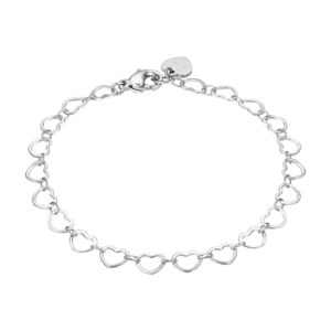 Luca Barra bracciale catena con cuori zirconi bianchi e verdi