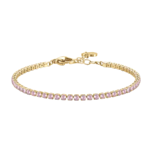 Luca Barra bracciale tennis con zirconi rosa colore dorato