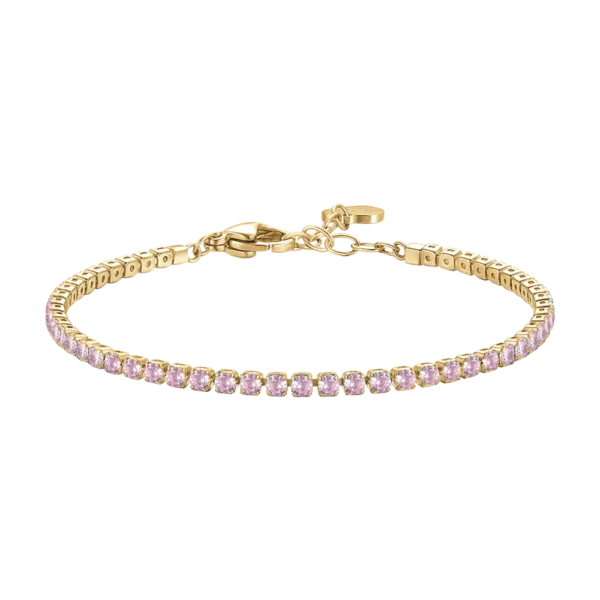 Luca Barra bracciale tennis con zirconi rosa colore dorato