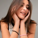 Luca Barra bracciale donna corda con cuore calamitato rosa e nero