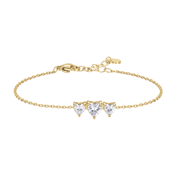 Luca Barra bracciale catena con cuori e zirconi bianchi