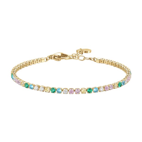 Luca Barra bracciale tennis con zirconi multicolor colore dorato