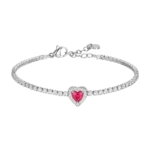 Luca Barra bracciale donna tennis con cuore con zirconi rossi e bianchi