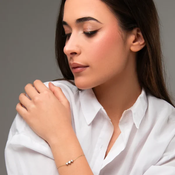 Luca Barra bracciale catena con cuori e zirconi bianchi