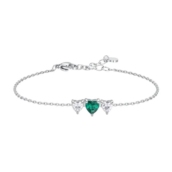 Luca Barra bracciale catena con cuori e zirconi bianchi e rossi