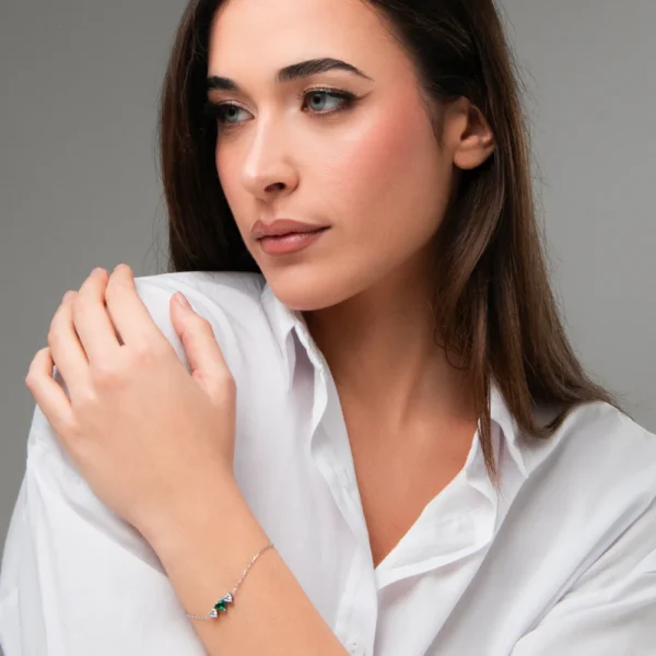 Luca Barra bracciale catena con cuori e zirconi bianchi e rossi