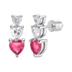Luca Barra orecchino donna mono con cuori e zirconi bianchi e rossi