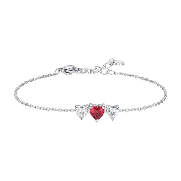 Luca Barra bracciale catena dorato con cuori e zirconi bianchi