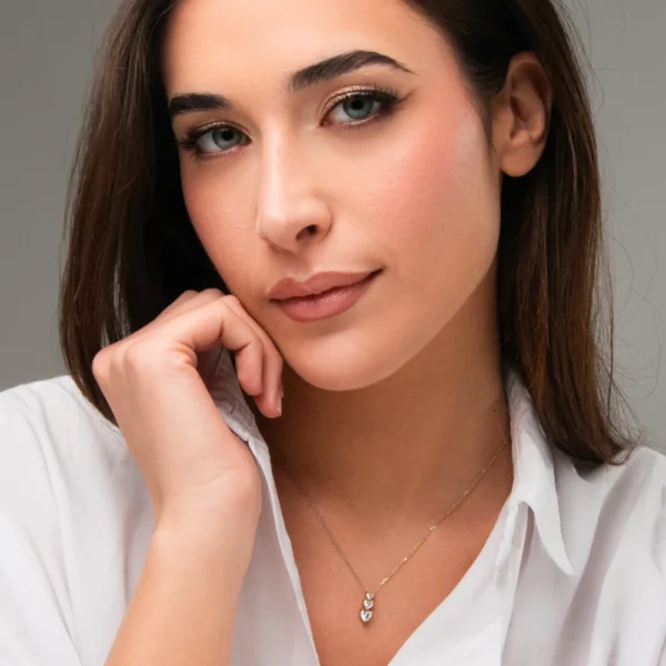 Luca Barra collana catena con cuore e zirconi bianchi dorato