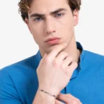 Luca Barra bracciale catena con lapis blu