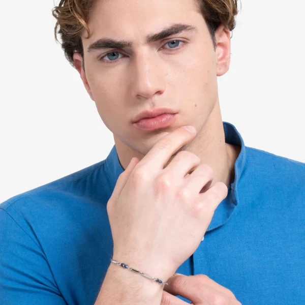 Luca Barra bracciale catena con lapis blu