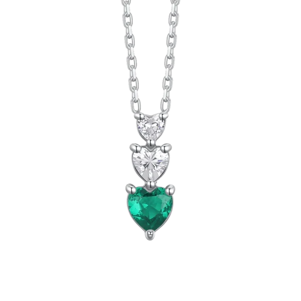 Luca Barra collana a catena con cuori con zirconi bianchi e verdi