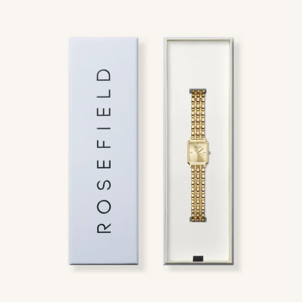 Rosefield orologio ottagonale a quadrante champagne e cinturino acciaio dorato