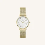 Rosefield orologio tondo con cinturino dorato a quadrante bianco 26 mm