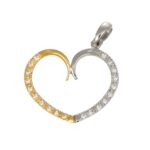 CIONDOLO DUE ORI CUORE CON ZIRCONI BIANCHI