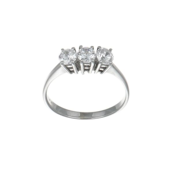 ANELLO ORO BIANCO TRILOGY CON ZIRCONI BIANCHI