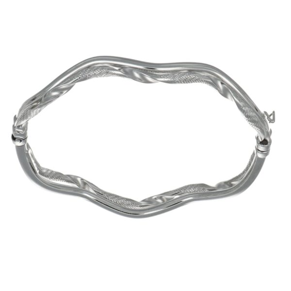 BRACCIALE ORO BIANCO RIGIDO LUCIDO LAVORATO