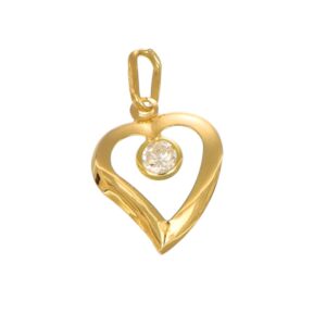 CIONDOLO ORO GIALLO CUORE CON ZIRCONE
