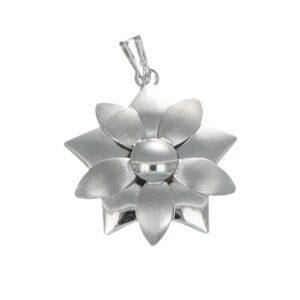 CIONDOLO ORO BIANCO FIORE LUCIDO SATINATO