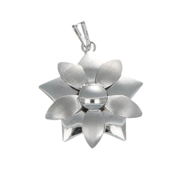 CIONDOLO ORO BIANCO FIORE LUCIDO SATINATO