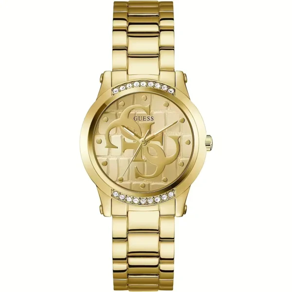 GUESS orologio con zirconi bianchi a quadrante dorato 36 mm