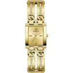 GUESS orologio ottagonale con zirconi bianchi a quadrante dorato
