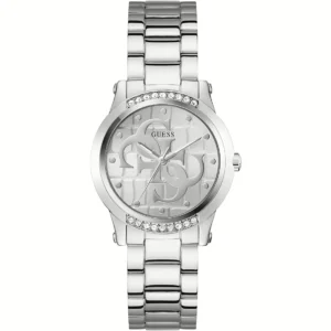 GUESS orologio con zirconi bianchi a quadrante e cinturino acciaio 36 mm