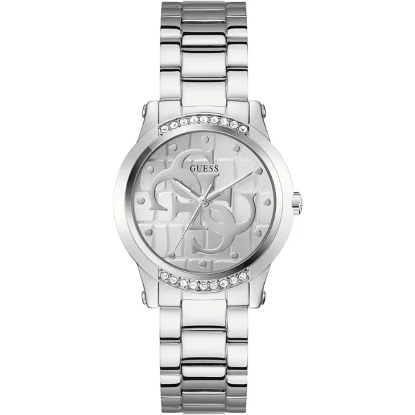 GUESS orologio con zirconi bianchi a quadrante e cinturino acciaio 36 mm