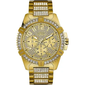 GUESS orologio a zirconi bianchi quadrante dorato cinturino dorato 48 mm
