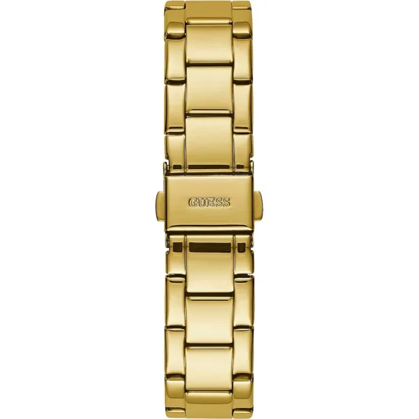 GUESS orologio con zirconi a quadrante bianco glitter cinturino acciaio dorato