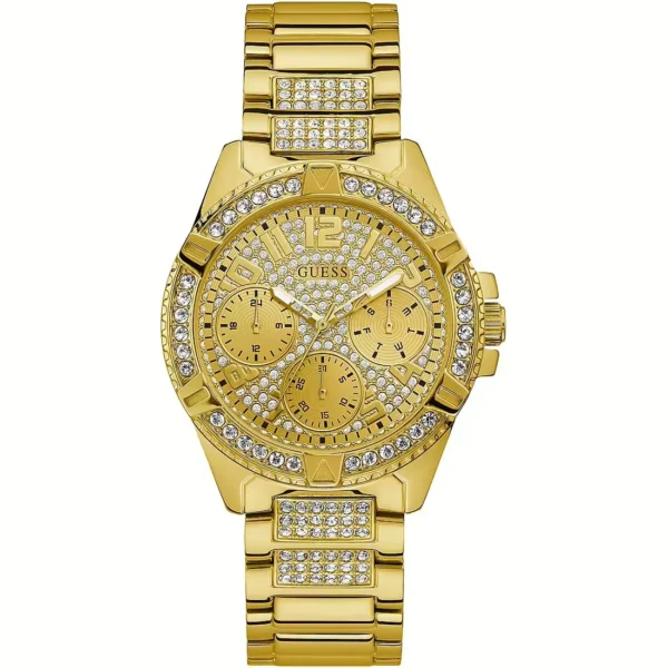 GUESS orologio charlotte con zirconi bianchi a quadrante dorato 40 mm