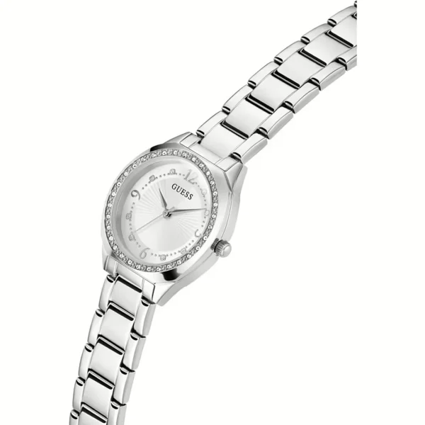 GUESS orologio con zirconi bianco a quadrante acciaio 30 mm al quarzo