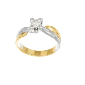 ANELLO DUE ORI SOLITARIO CON DIAMANTE KT 0.18 GVS1