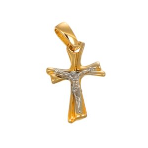 CIONDOLO DUE ORI  CROCE CON GESU