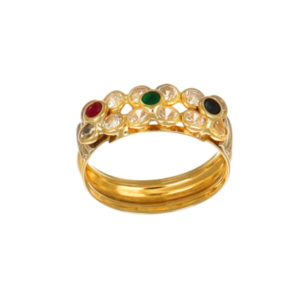 ANELLO ORO GIALLO FIORI CON ZIRCONI COLORATI