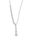 COLLANA ORO BIANCO SEMIRIGIDA CON ZIRCONI BIANCHI PENDENTI CON GOCCIA