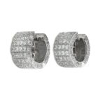 ORECCHINI ORO BIANCO CERCHI CON PAVEE ZIRCONI BIANCHI