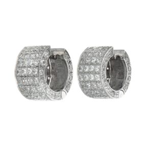 ORECCHINI ORO BIANCO CERCHI CON PAVEE ZIRCONI BIANCHI