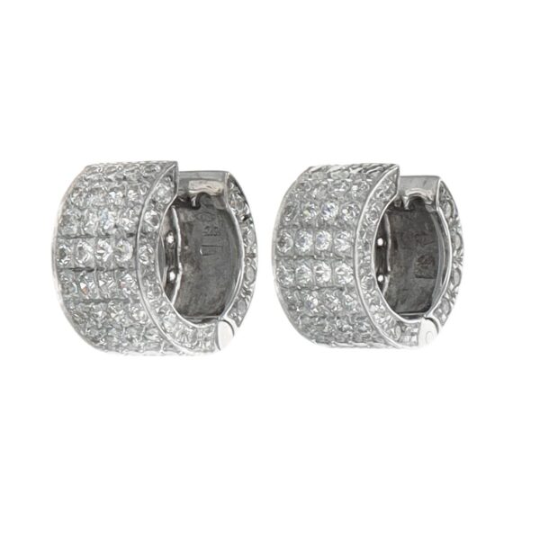 ORECCHINI ORO BIANCO CERCHI CON PAVEE ZIRCONI BIANCHI